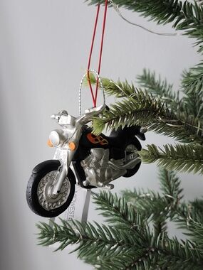 Holiday Midwest Motorcycle Ornament Black and Silver Christmas Decoration